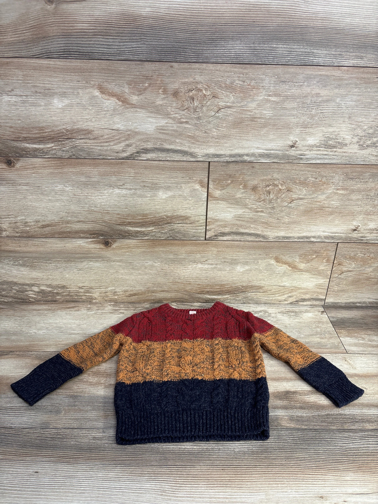 Cat & Jack Color Block Cable Knit Sweater Red sz 2T