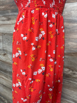 Isabel Maternity Floral Smocked Dress Blood Orange sz Medium