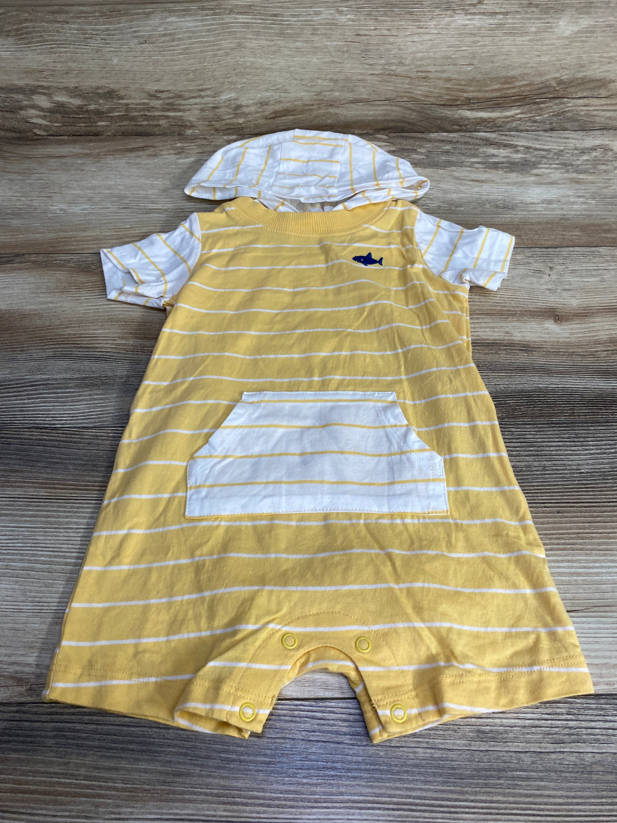 Carter's Striped Hooded Shortie Romper Yellow sz 18m