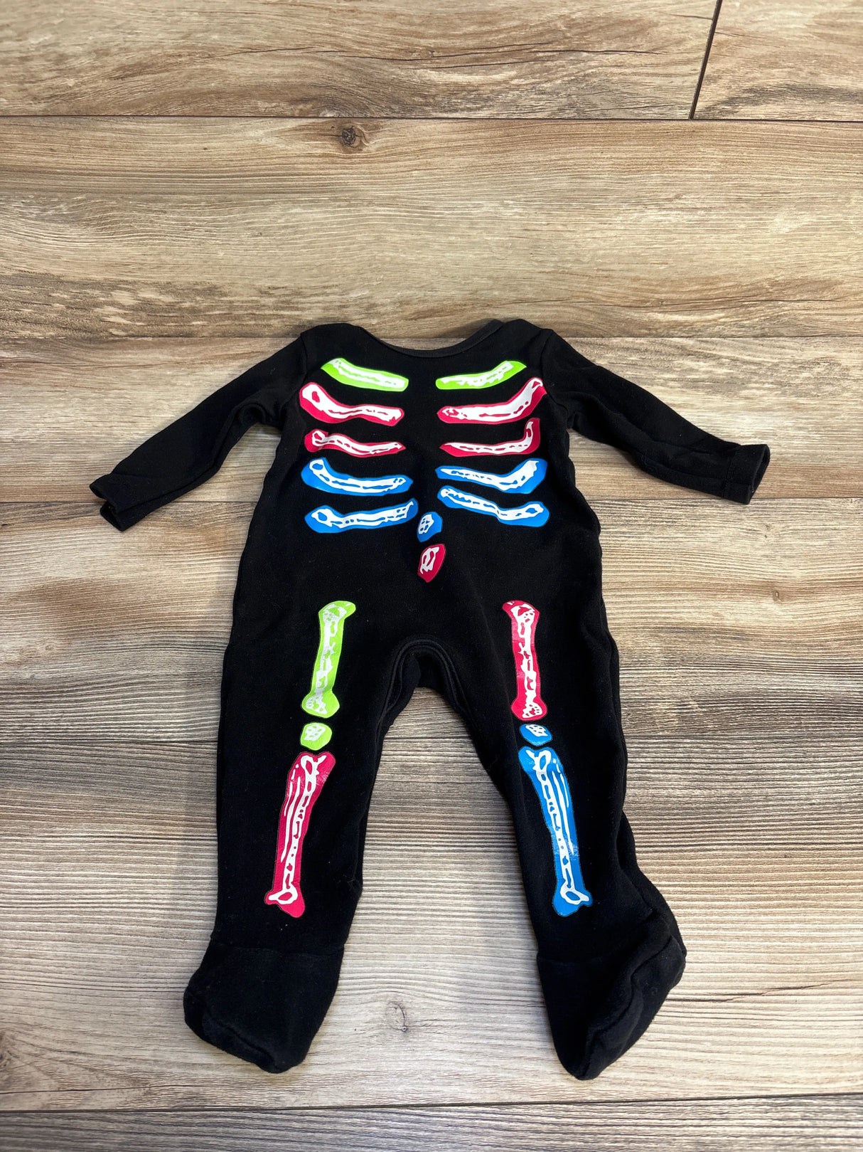 Skeleton Footed Coverall Black sz 6-9m - Me n Mommy To Be