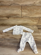 Just One You 2pc Ribbed Zebra Kimono Top & Bottoms White sz Newborn