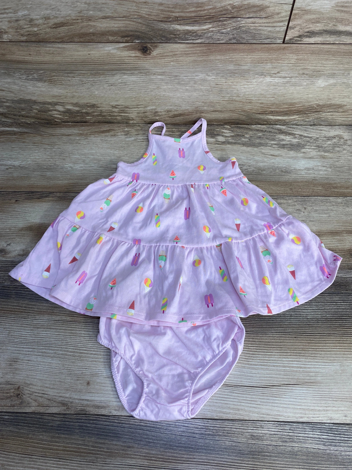 NWOT Cat & Jack 2pc Ice Cream Dress & Bloomers Pink sz 18m