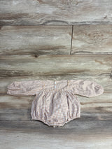 Gingham Plaid Bubble Romper Beige sz 6-9m