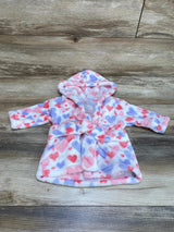 Mini B. Heart Print Hooded Robe White sz 0-9m