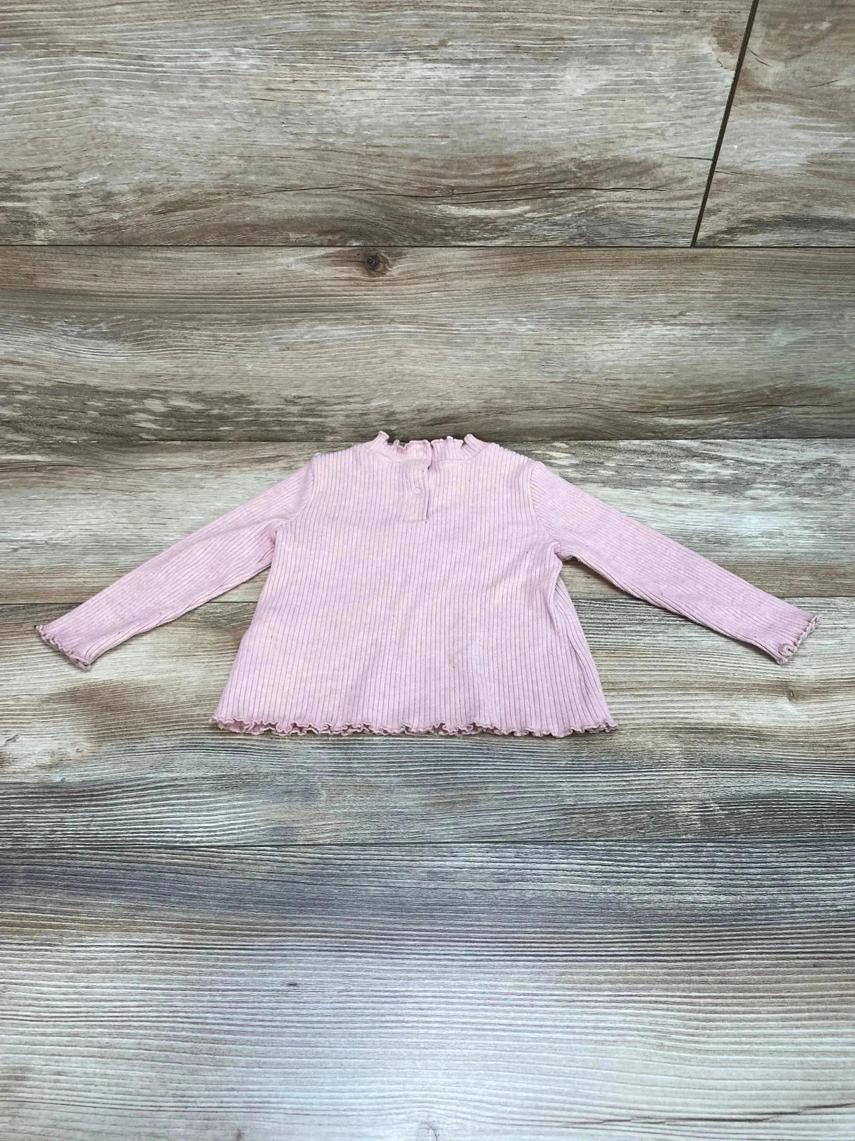 Old Navy Ribbed Lettuce Trim Shirt Pink sz 6-12m