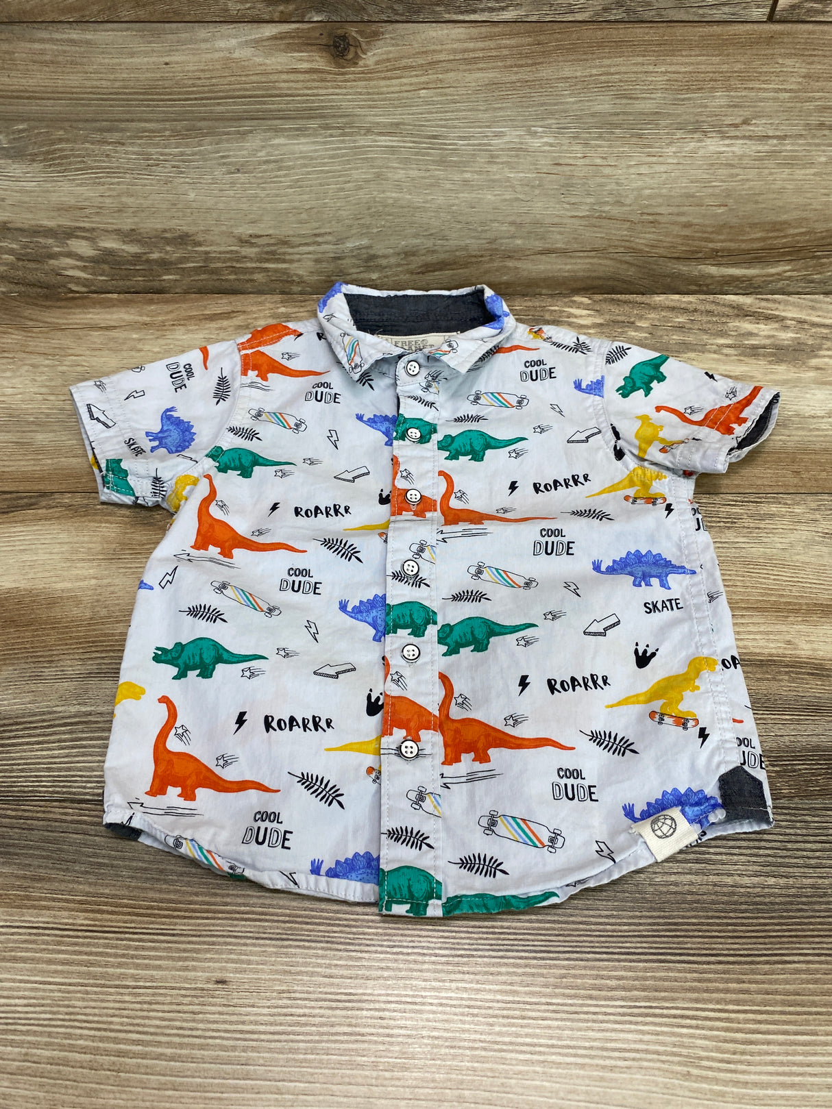 Free Planet Dino Button Up Shirt Blue sz 2T