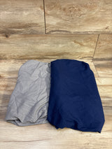 2pk Fitted Mini Crib/Playard Sheet Navy/Grey ~ 24x37''