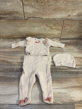 Nicole Miller 3pc Cable Knit Sweater, Pants, & Hat Set Tan sz 3/6m