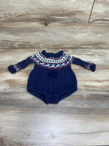 Tahari Fair Isle Sweater Romper Navy sz 0-3m