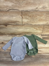 Cloud Island 2pk Textured Long Sleeve Bodysuits Green sz 0-3m