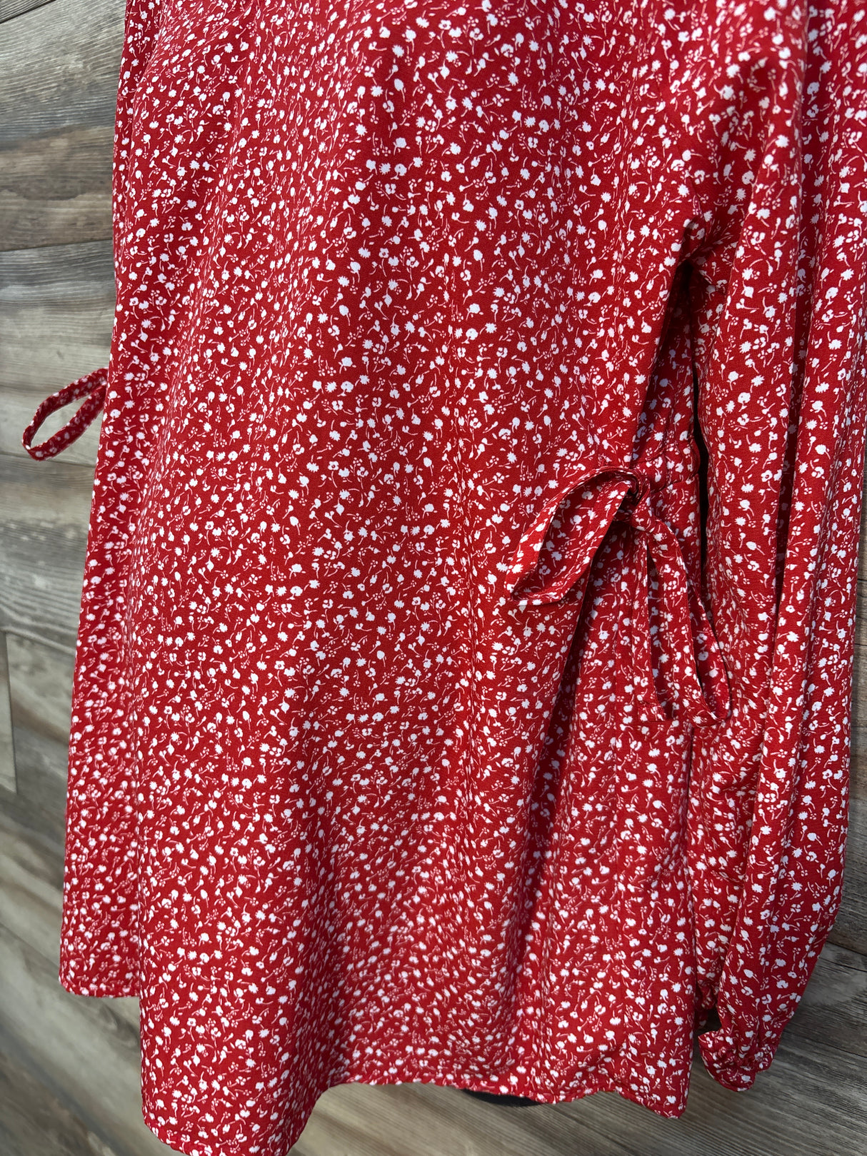 Isabel Maternity Tie Waist Long Sleeve Top Red sz Large