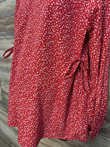 Isabel Maternity Tie Waist Long Sleeve Top Red sz Large
