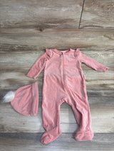 Juicy Couture 2pc Ribbed Velvet Sleeper & Hat Set Pink sz 6-9m