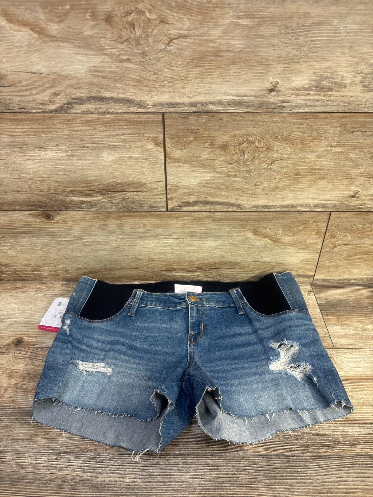 NEW Isabel Maternity Side Panels Jean Shorts Blue sz Large