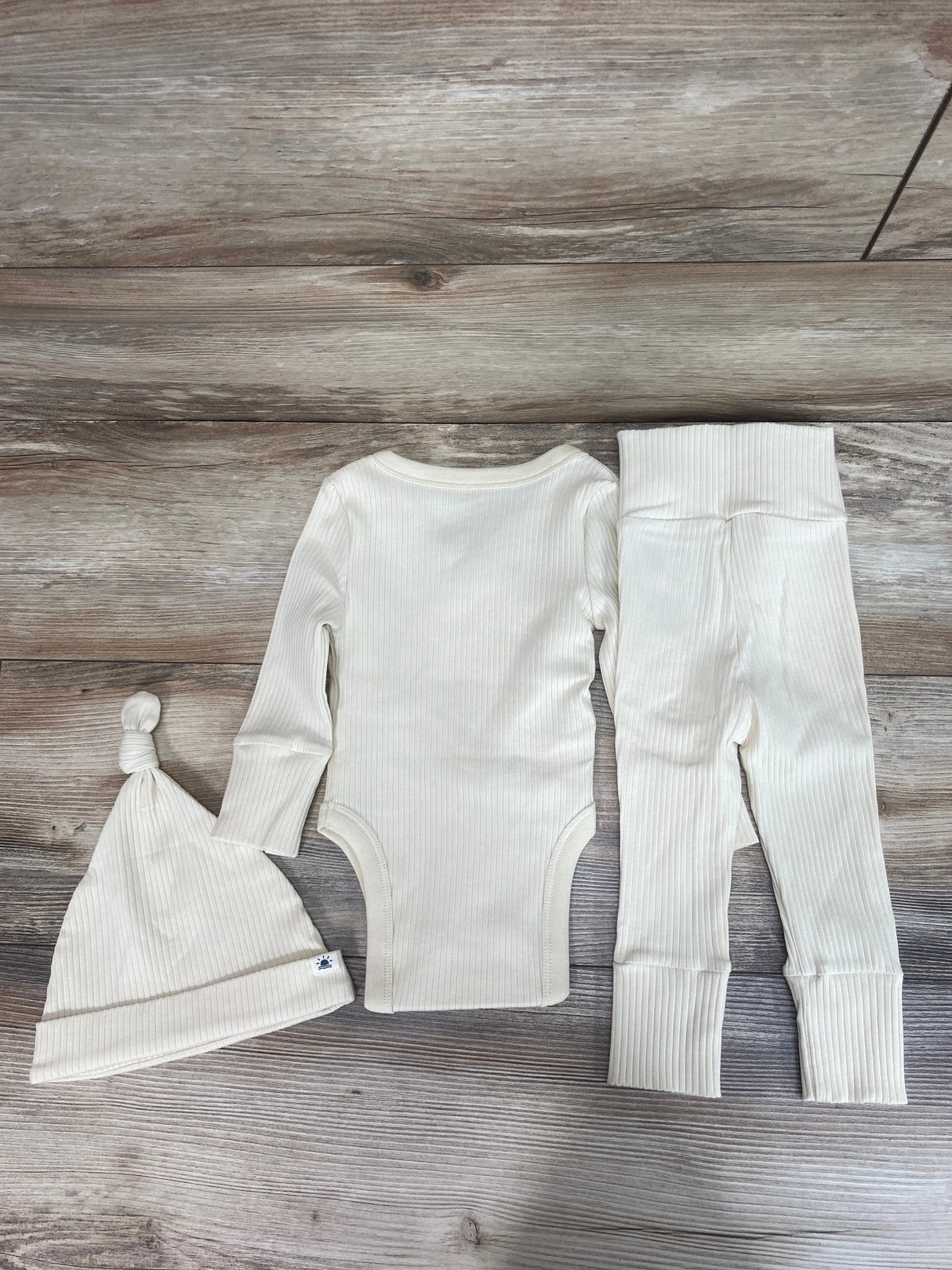 Little Co. 3pc Ribbed Bodysuit Set Cream sz 3m