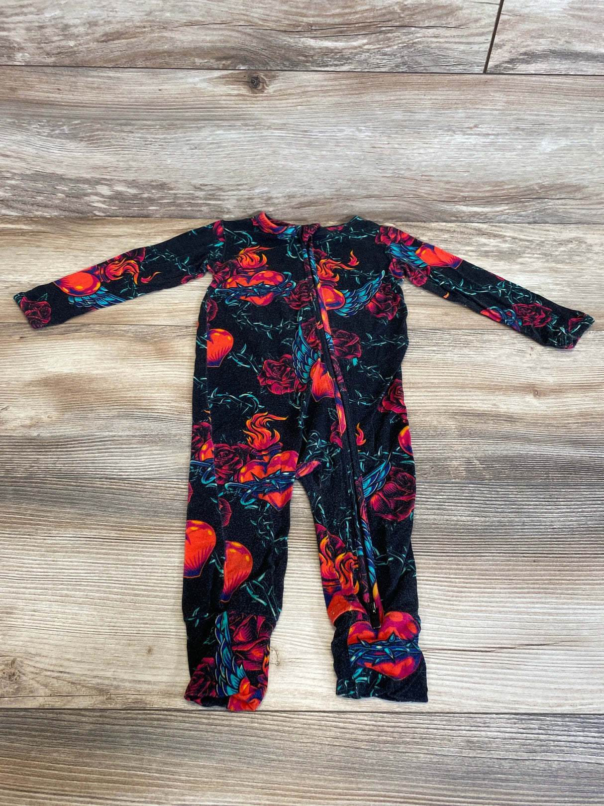 Bums & Roses Floral Footless Sleeper Black sz 9-12m