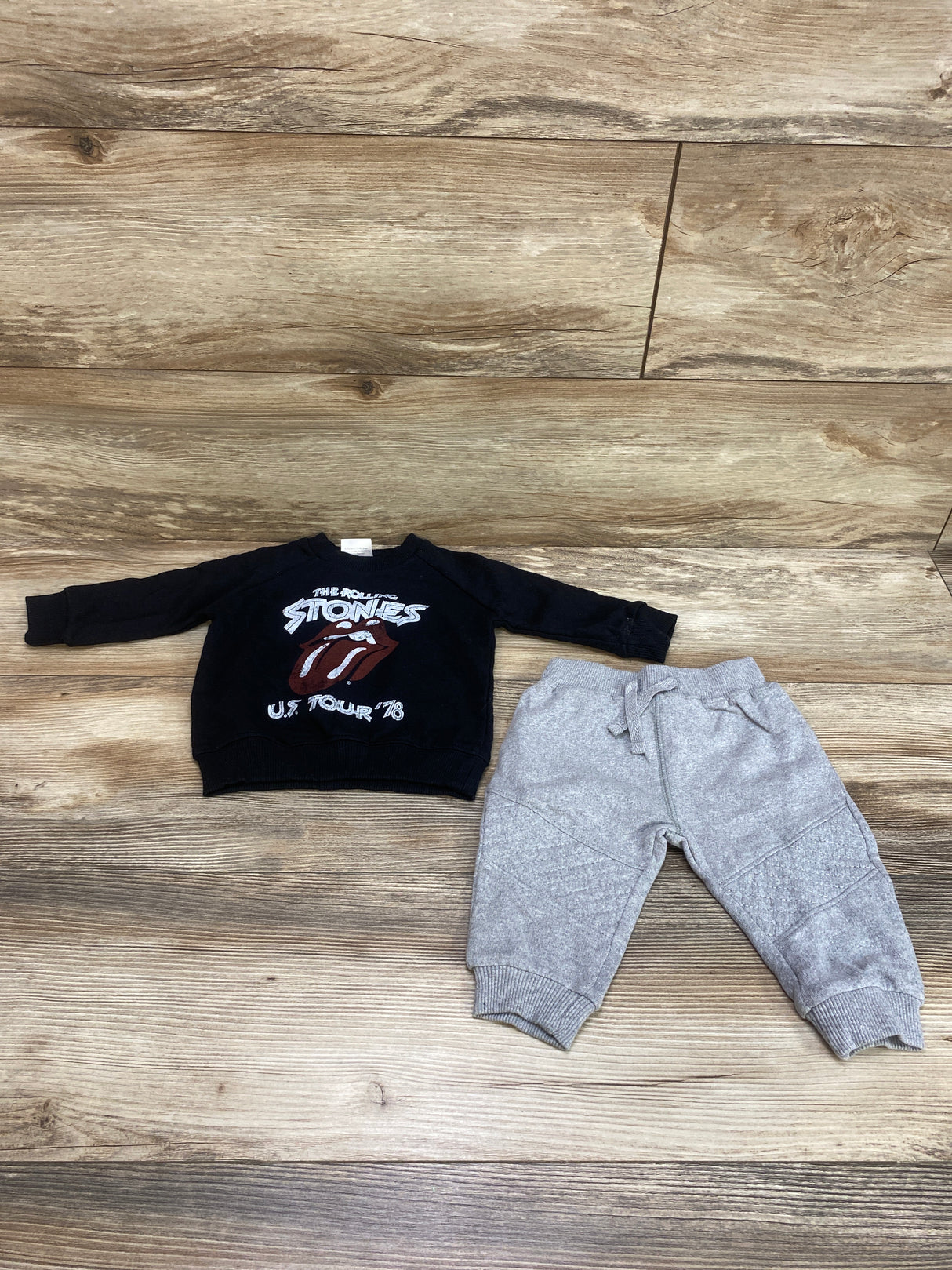 The Rolling Stones 2pc Sweatshirt & Joggers Black sz 0-3m