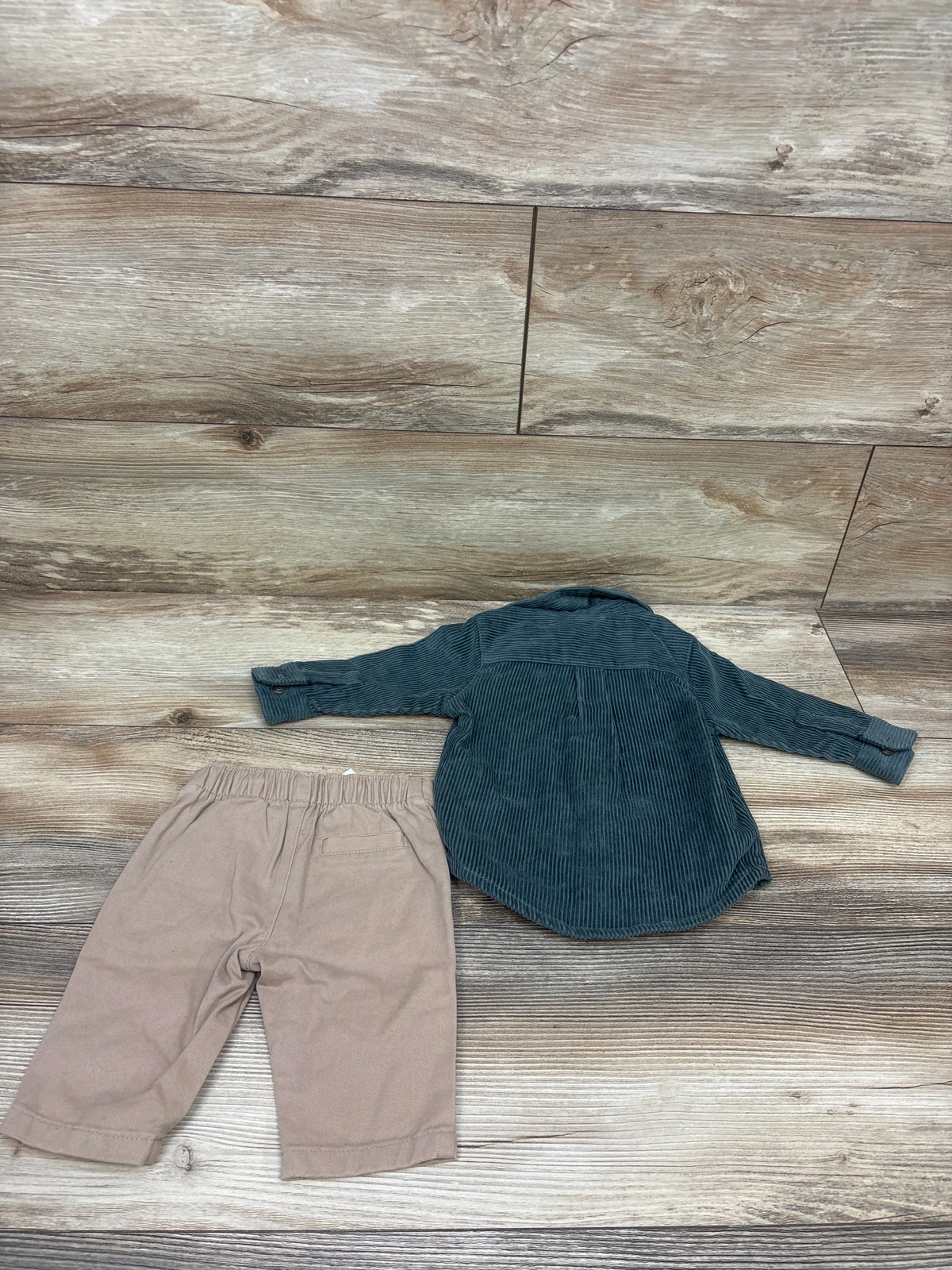 Just One You 2pc Corduroy Button-Up Shirt & Pants Set Green sz 3m