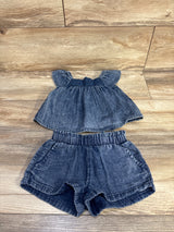 Cat & Jack 2pc Chambray Top & Shorts Set Blue sz 2T
