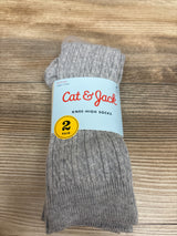 NEW Cat & Jack Knee-High Socks Grey 2pk sz Medium 9c-2.5Y