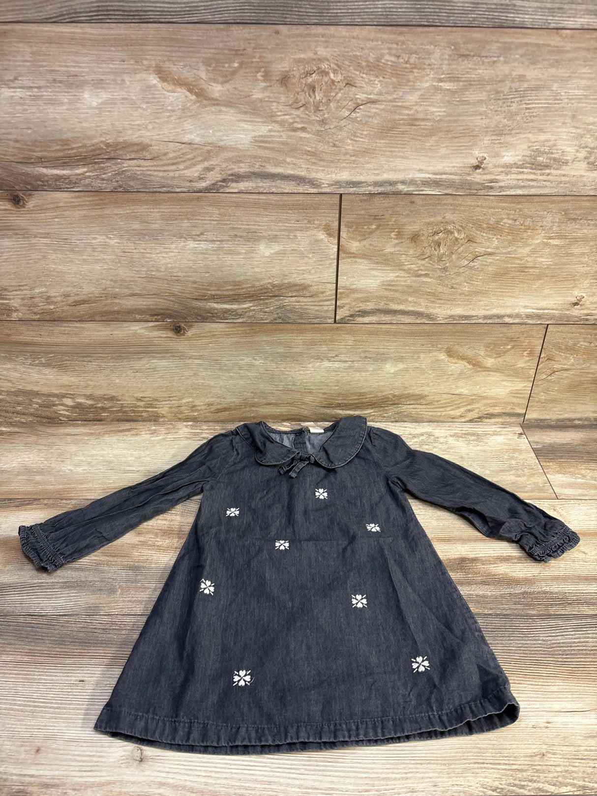 Oshkosh Chambray Collared Long Sleeve Dress Grey sz 3T