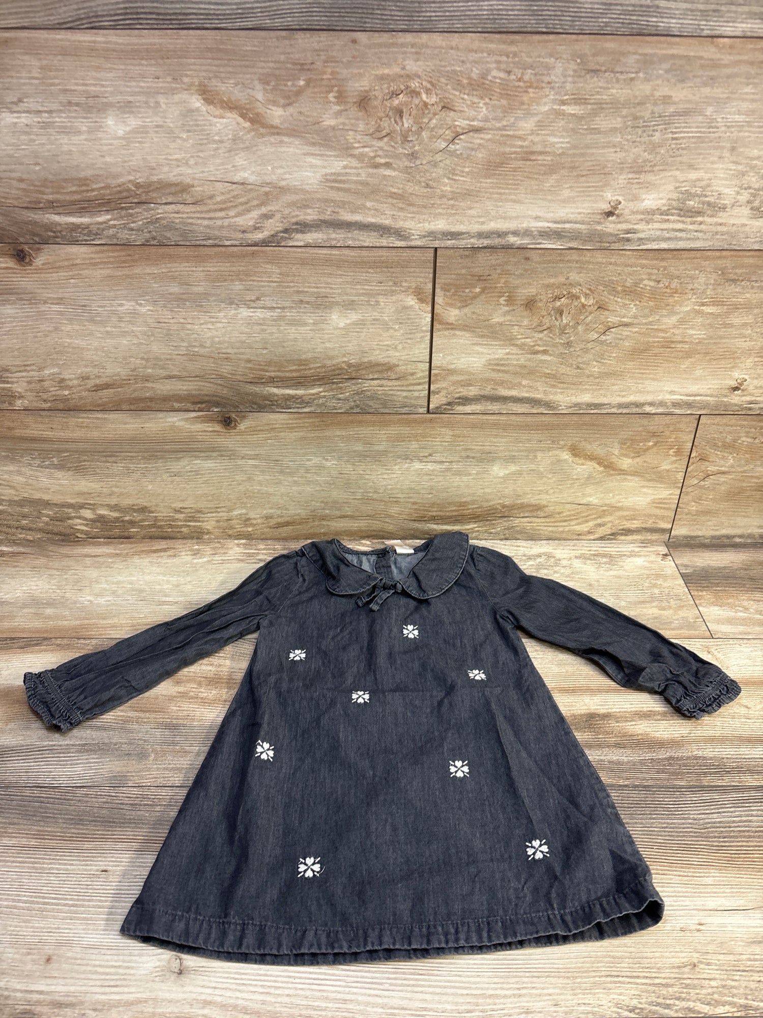 Oshkosh Chambray Collared Long Sleeve Dress Grey sz 3T