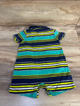 Simple Joys Striped Polo Shortie Romper Navy sz 6-9m