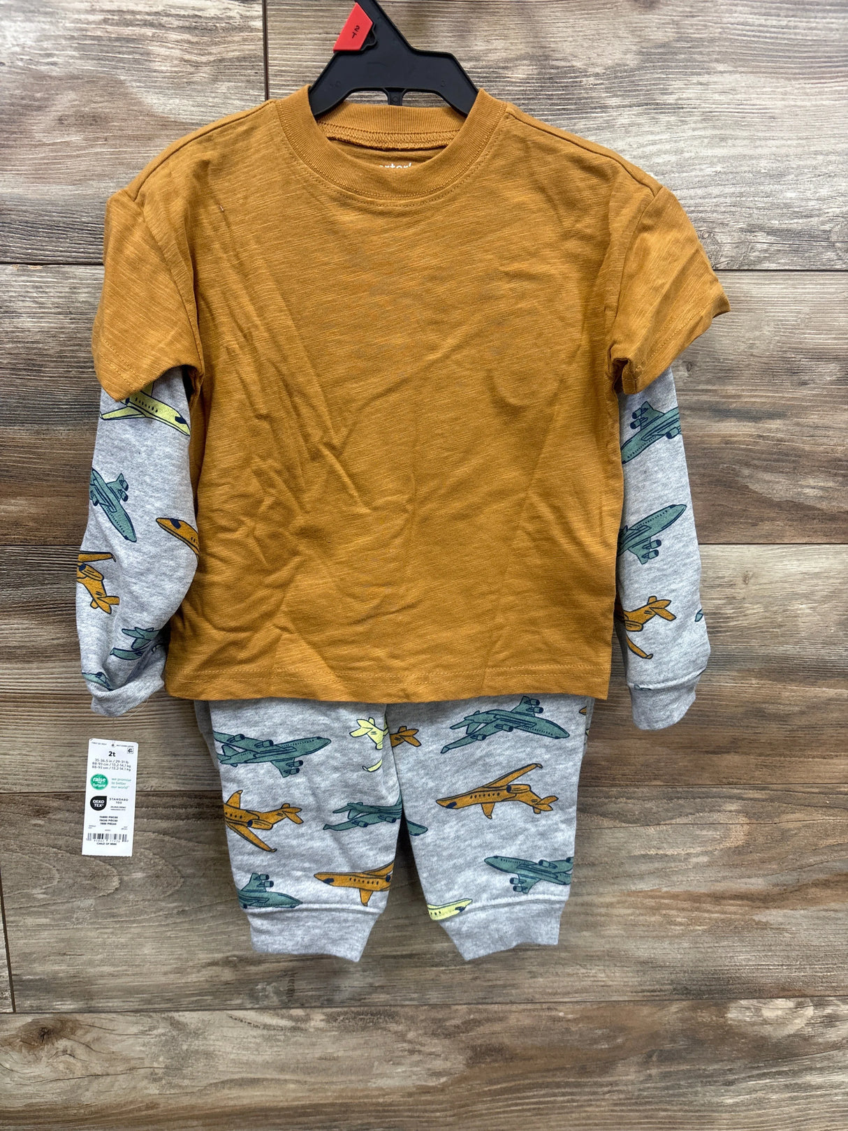 NEW Child of Mine Henley 3pc Planes Set Grey sz 2T