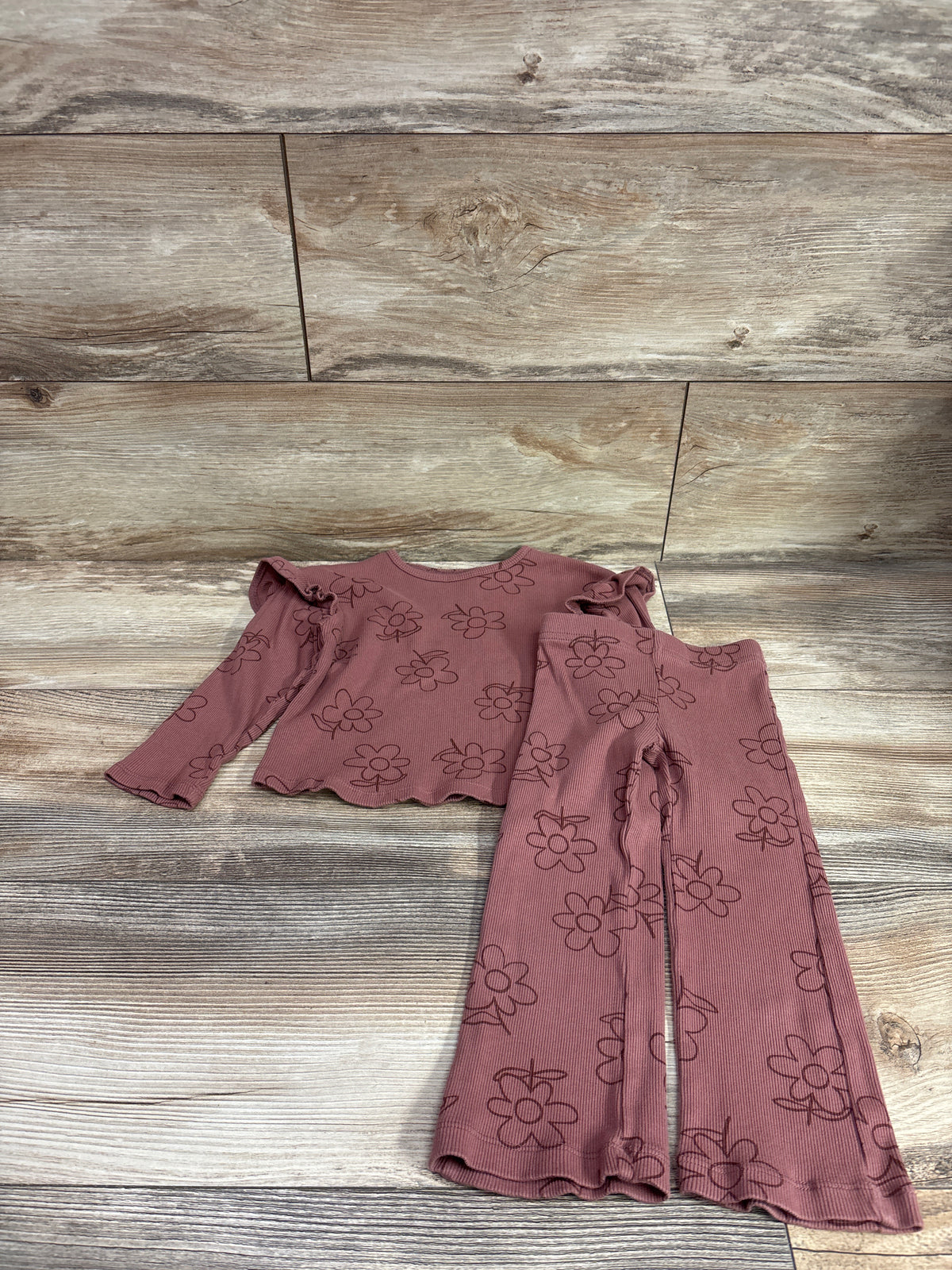 Carter's 2pc Ribbed Long Sleeve Shirt & Pants Set Brown sz 2T