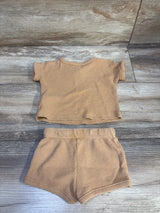 Cat & Jack 2pc Waffle Knit Shirt & Shorts Set Tan sz Newborn