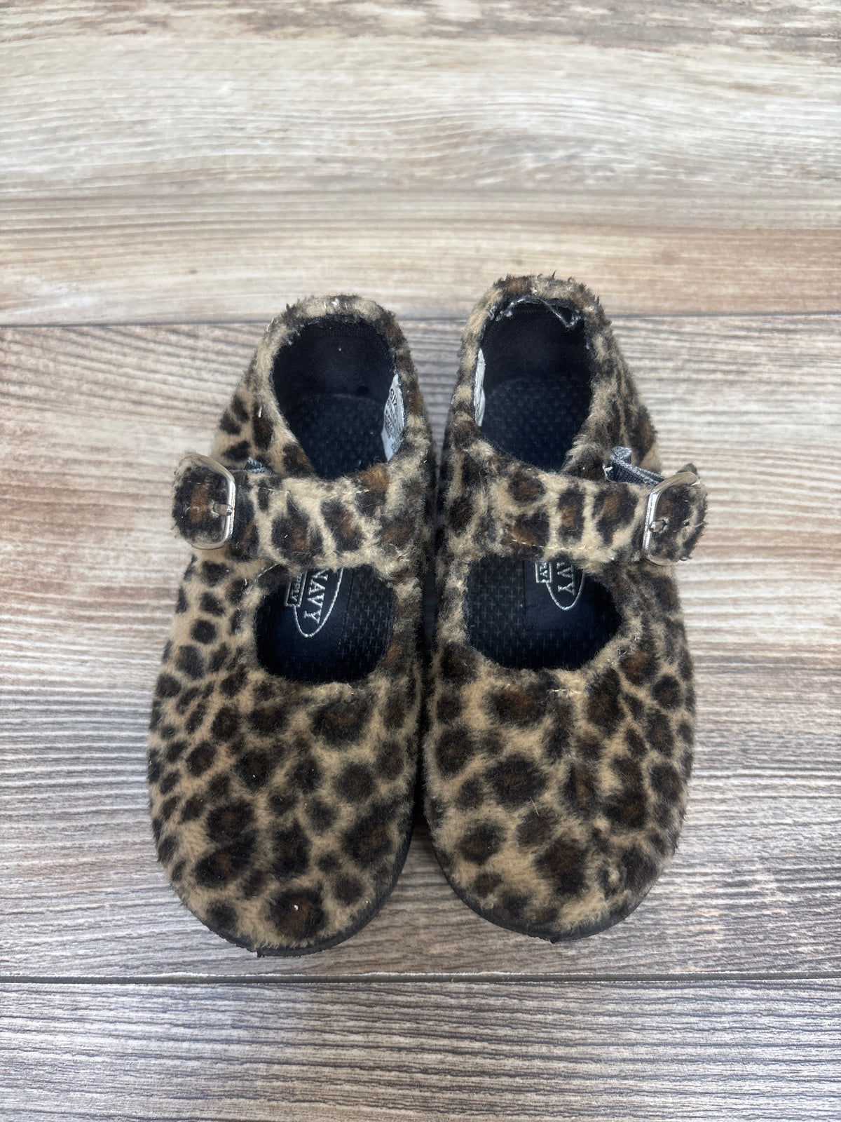 Old Navy Fuzzy Leopard Mary Jane Platform Flats Brown sz 7c