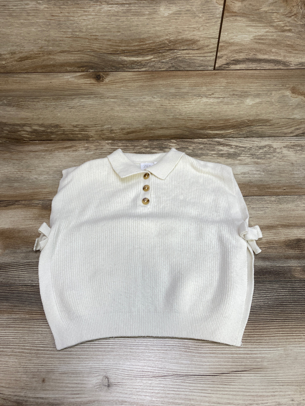 Zara Knit Henley Pullover White sz 4-5T