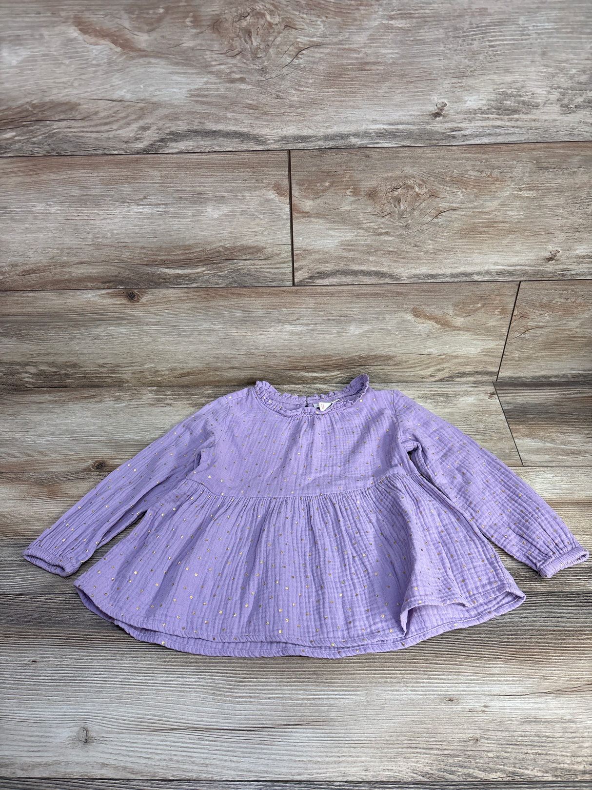 Cat & Jack Muslin Gold Polka Dot Dress Purple 4T