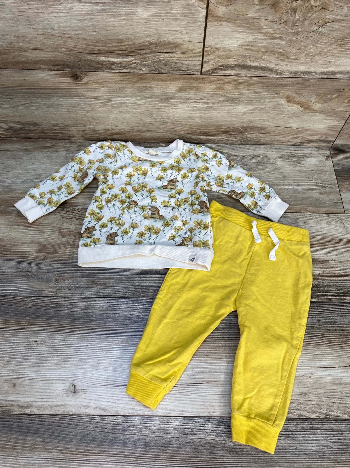 Burt's Bees Baby 2pc Floral Sweatshirt & Pants White sz 6-9m