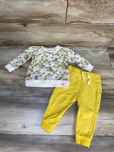 Burt's Bees Baby 2pc Floral Sweatshirt & Pants White sz 6-9m