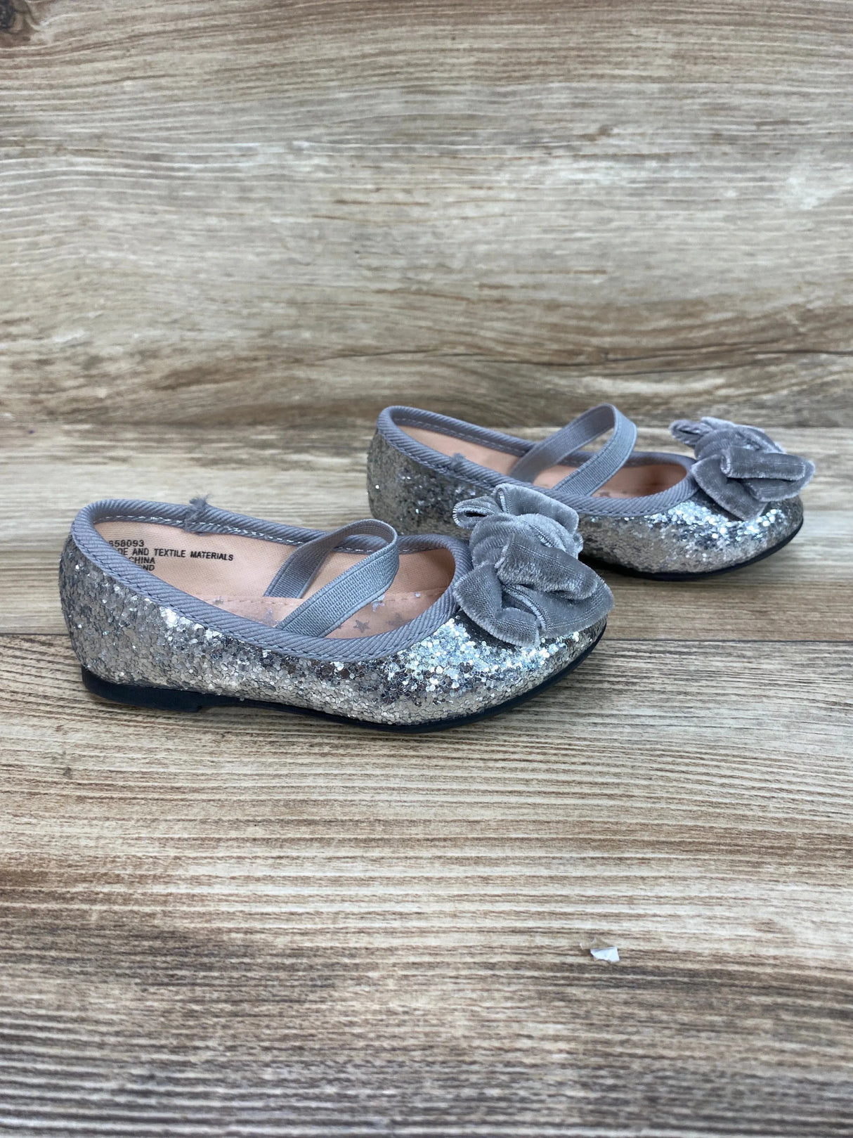 Koala Kids Silver Glitter Ballet Flats With Bows Sz 6c - Me n Mommy To Be