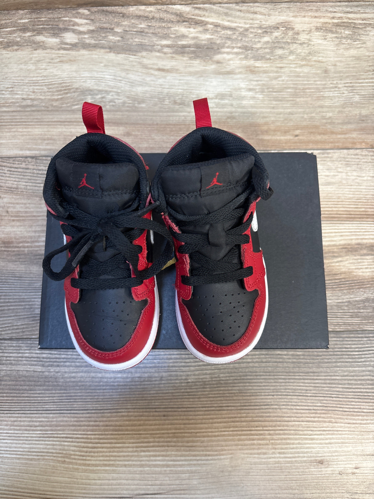 Air Jordan 1 Mid TD 'Gym Red Black White' Sneakers sz 7c