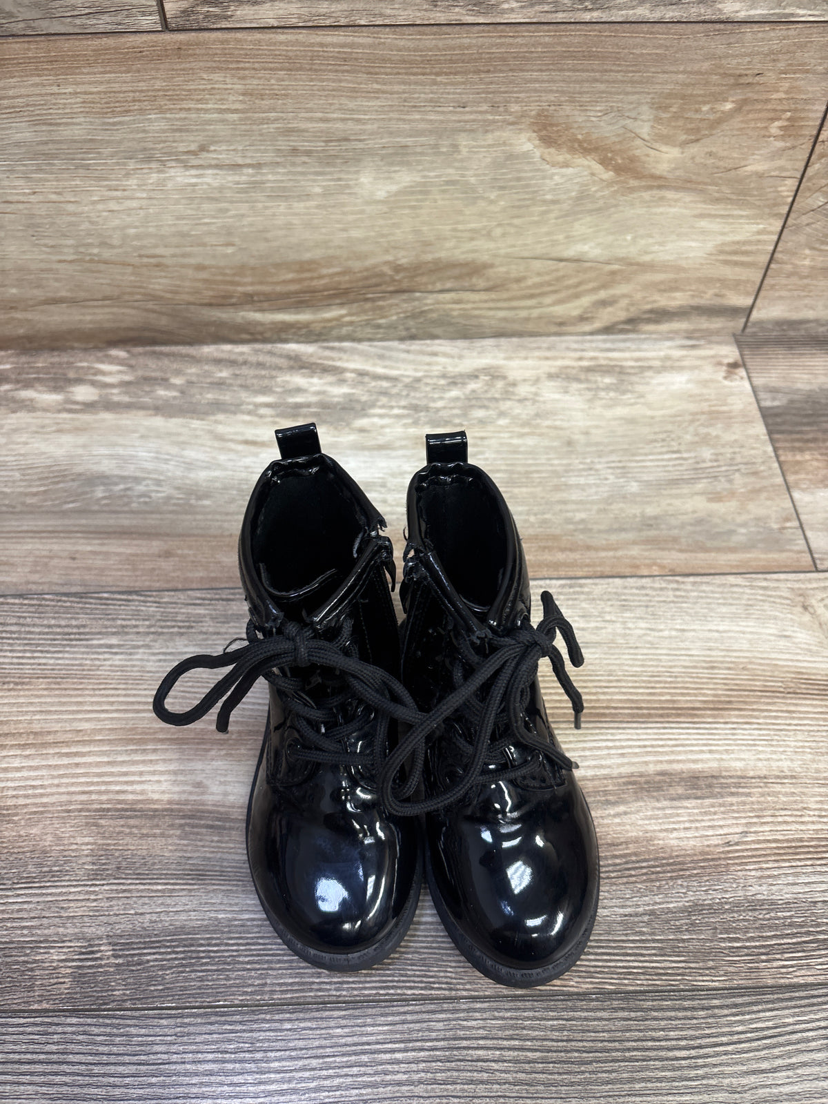 Patent Leather Lace-Up Ankle Boots Black sz 5c