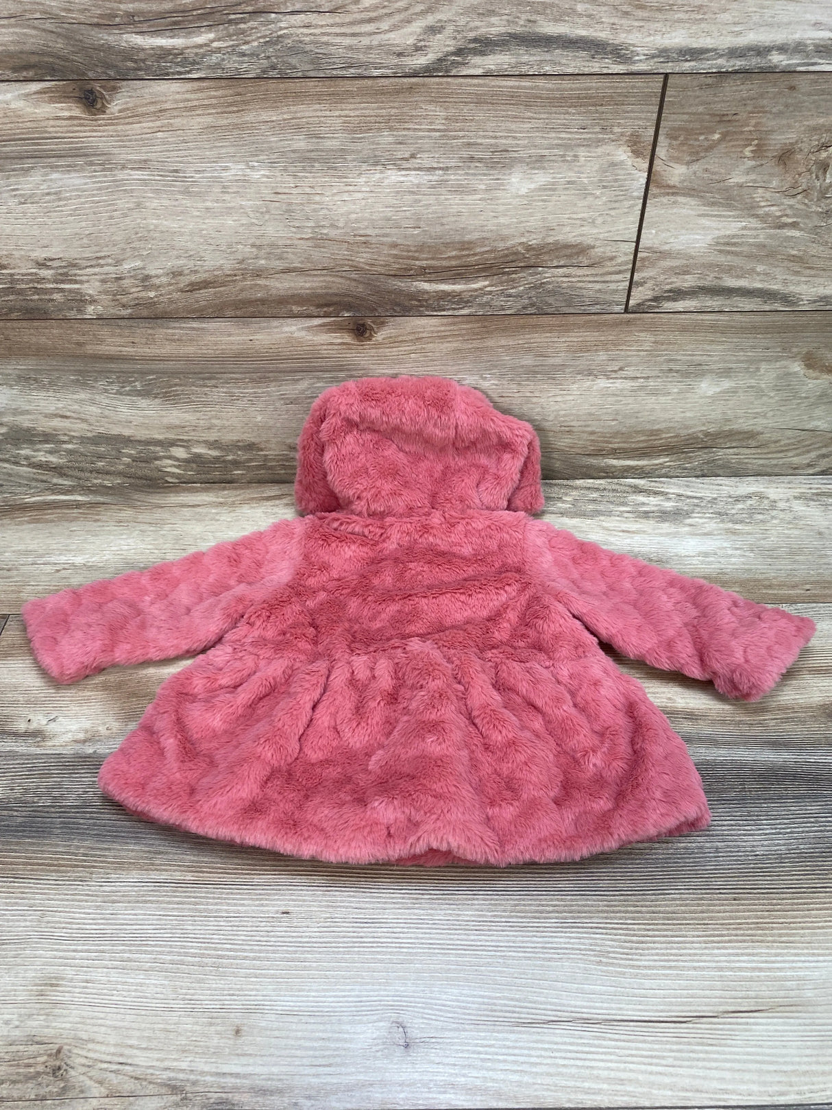 First Impressions Hooded Faux Fur Coat Pink sz 6-9m