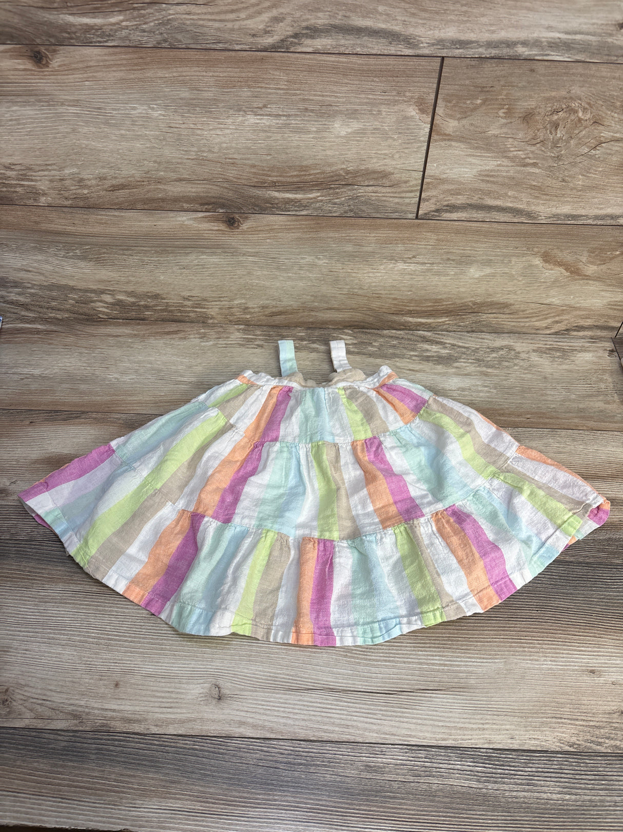 Baby Gap Striped Linen Blend Dress White sz 18-24m