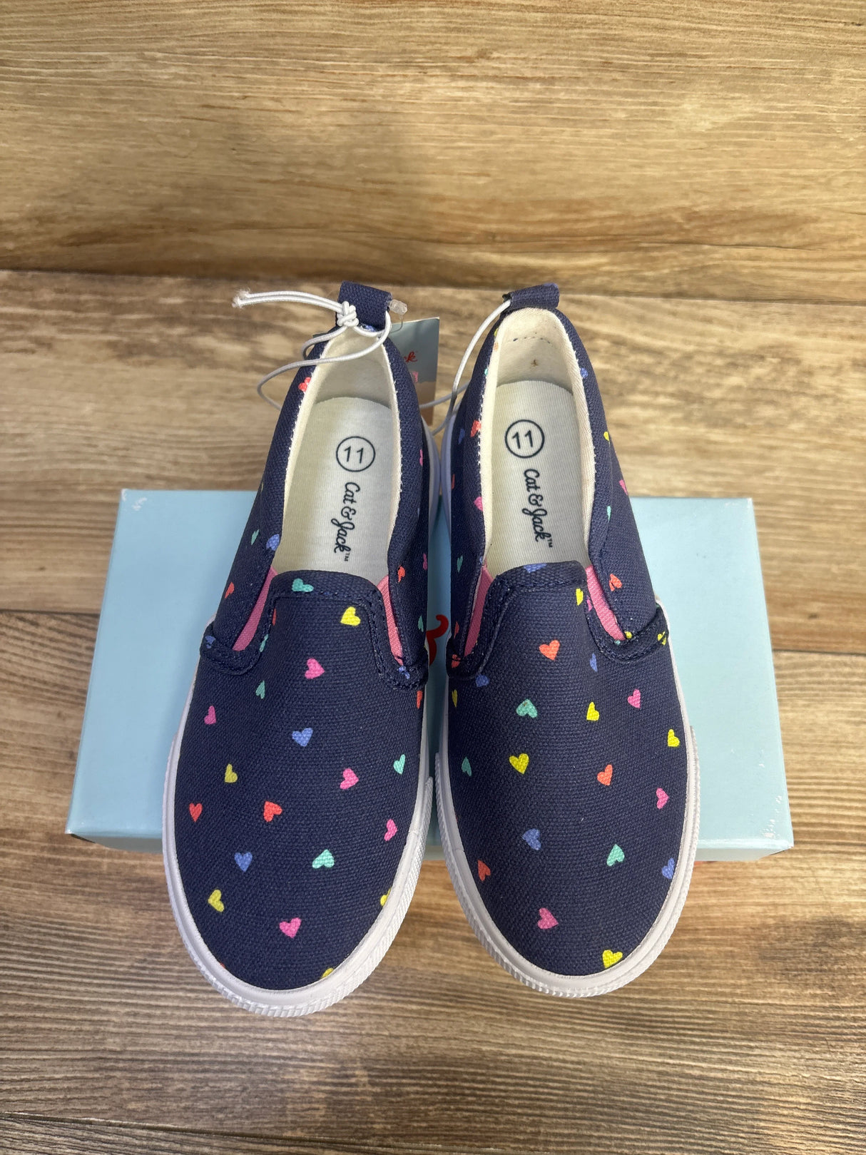 NEW Cat & Jack Alexus Heart Print Casual Sneakers Navy sz 11c