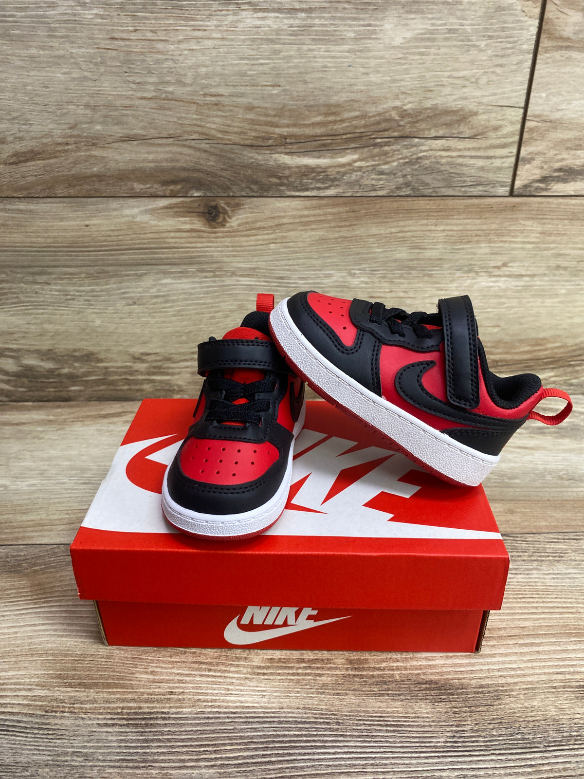 NEW Nike Court Borough Low Recraft TD 'Black University Red' Sneakers sz 5c