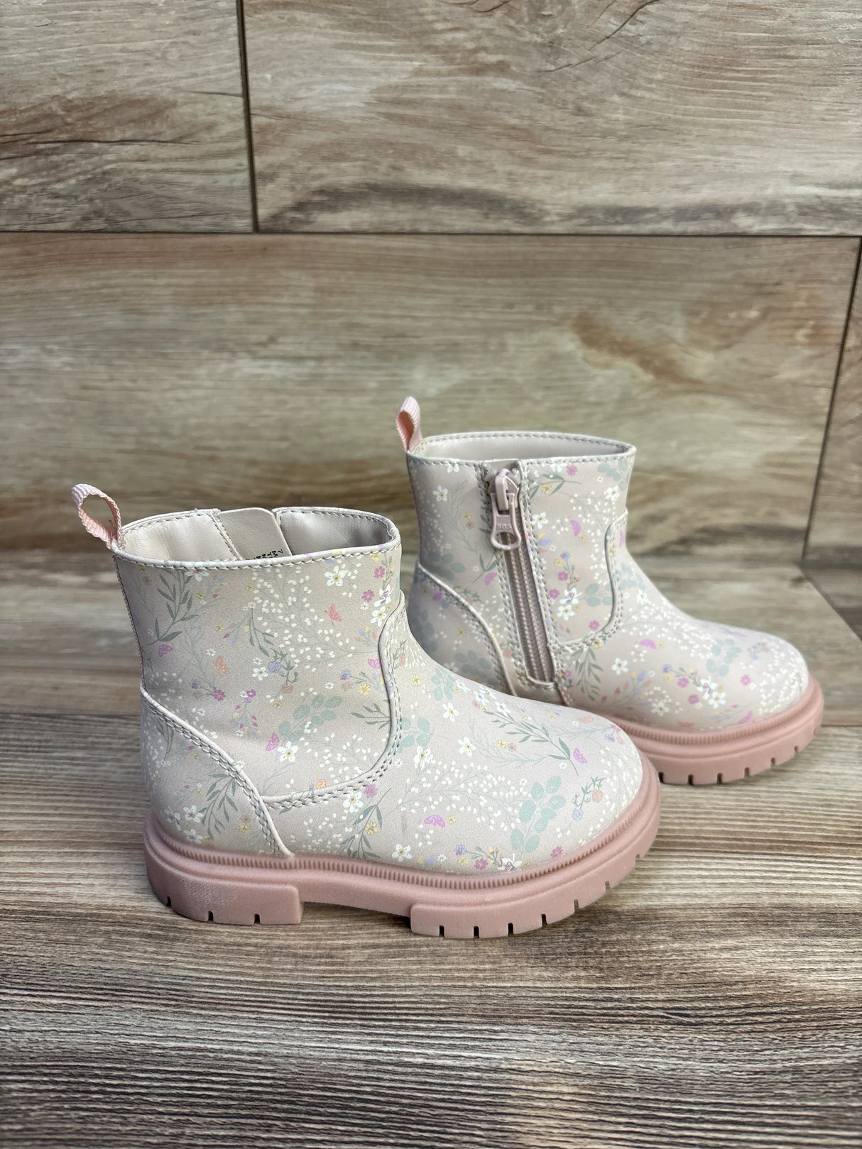 Cat & Jack Flora Zipper Boots Pink sz 7c