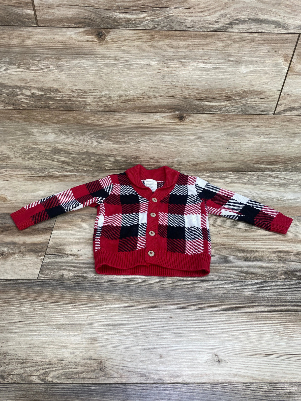 First Impressions Plaid Cardigan Red sz 12m