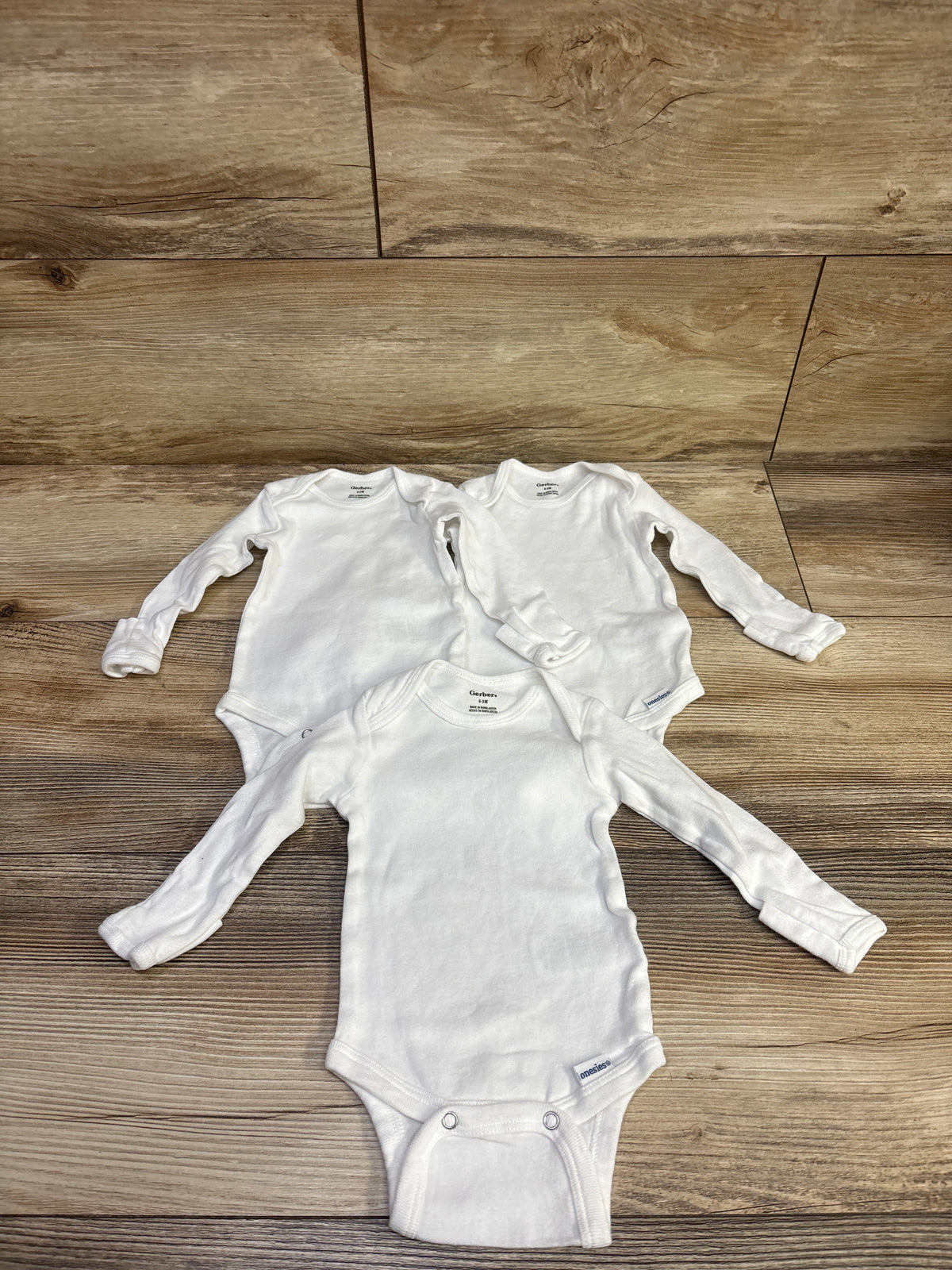 Gerber 3pk Bodysuit Set White sz 0-3m