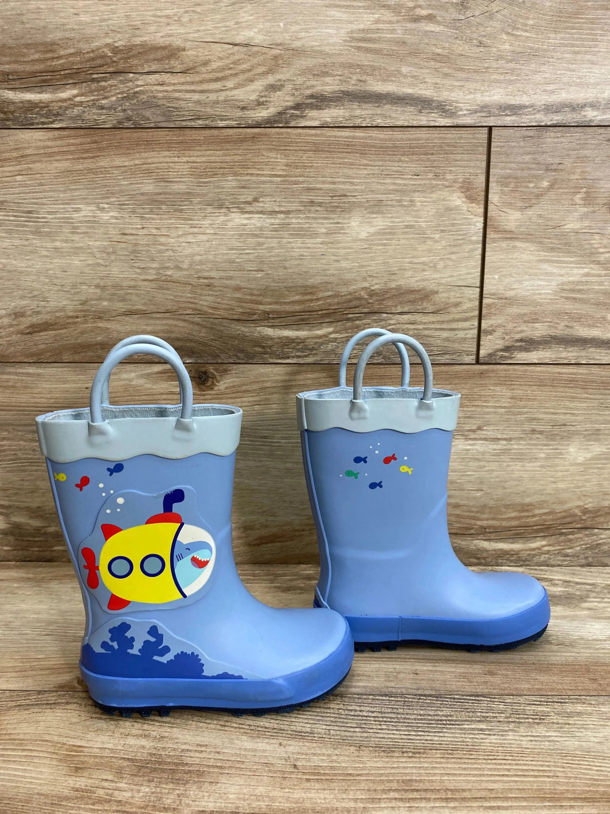 Cat & Jack Jasper Shark Rain Boots Blue sz 7c