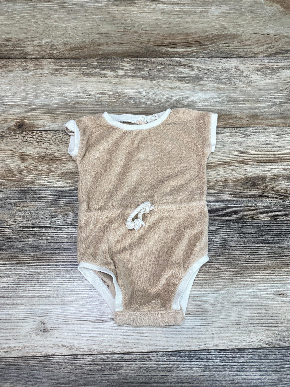 Quincy Mae Beige Terry Retro Romper sz 6-12m - Me 'n Mommy To Be