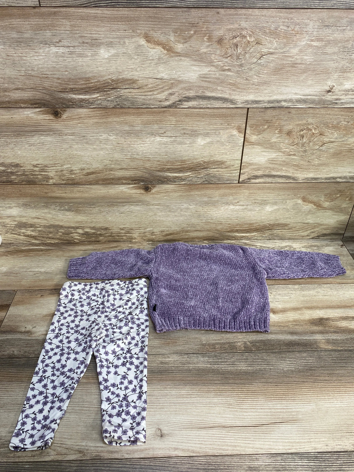 DKNY Long Sleeve Knit Sweater & Leggings Set Purple sz 12m