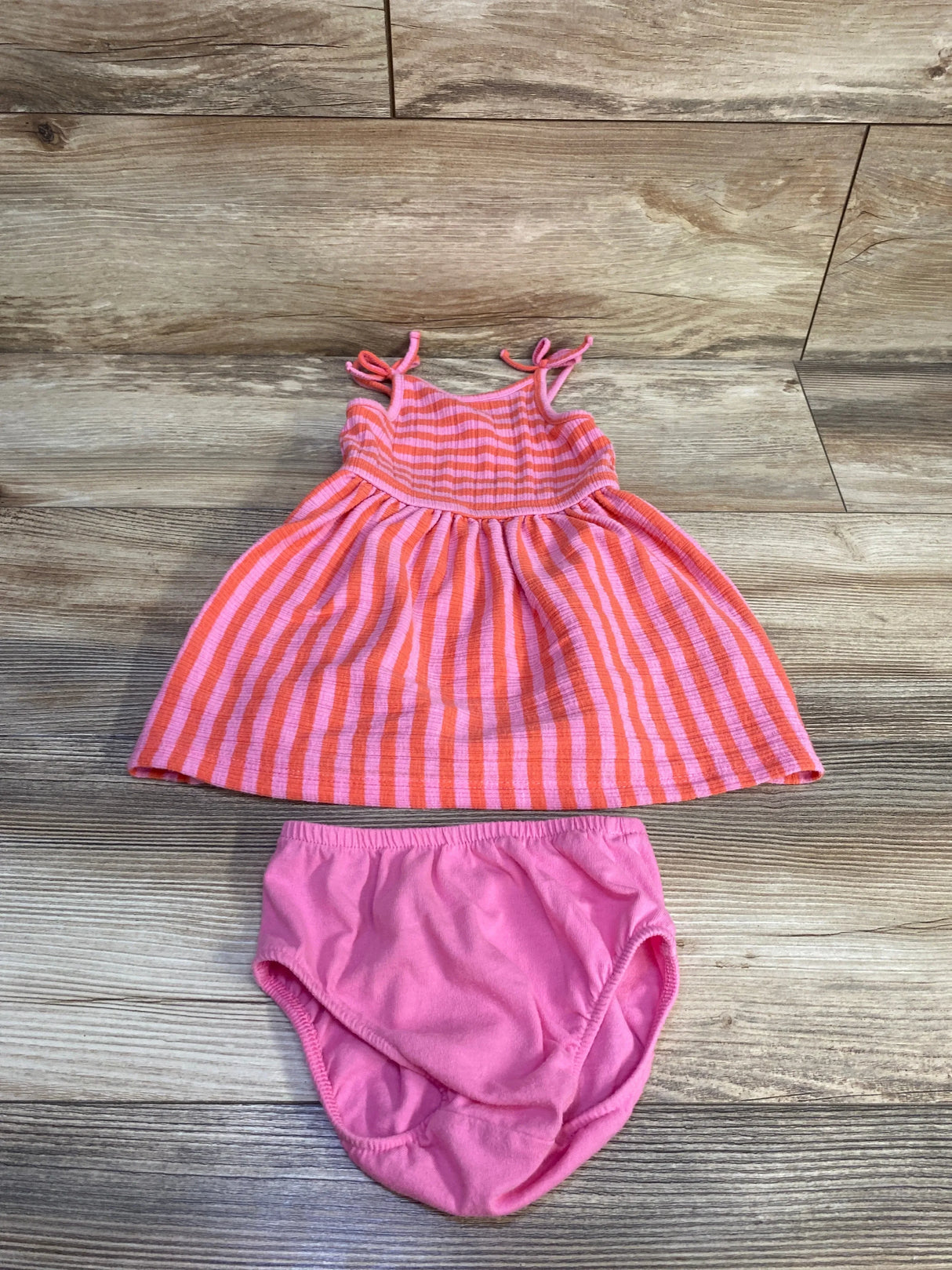 Cat & Jack 2pc Striped Tank Dress & Bloomers Set Pink sz 12m