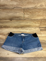 Isabel Maternity Side Panel Midi Denim Shorts Blue sz 12/Large